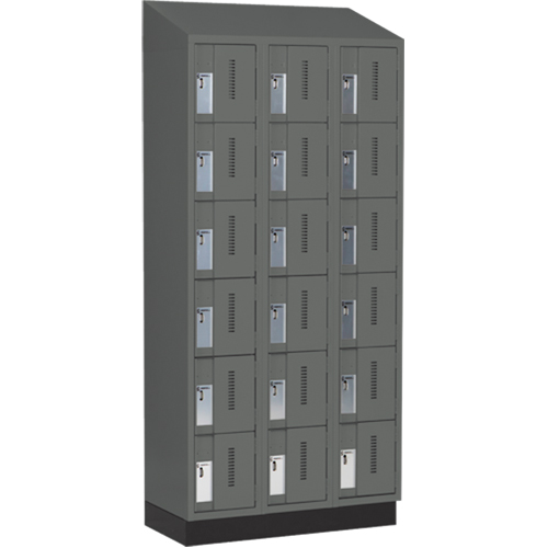 Concorde Heavy-Duty Lockers, 6 -tier, Bank of 3, 36" x 18" x 82", Steel, Charcoal, Welded (Assembled) Seaboard Timber Mart