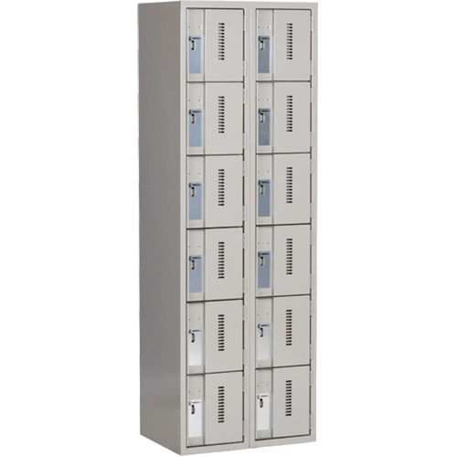 Concorde Heavy-Duty Lockers, 6 -tier, Bank of 2, 24" x 18" x 72", Steel, Grey, Welded (Assembled) Seaboard Timber Mart