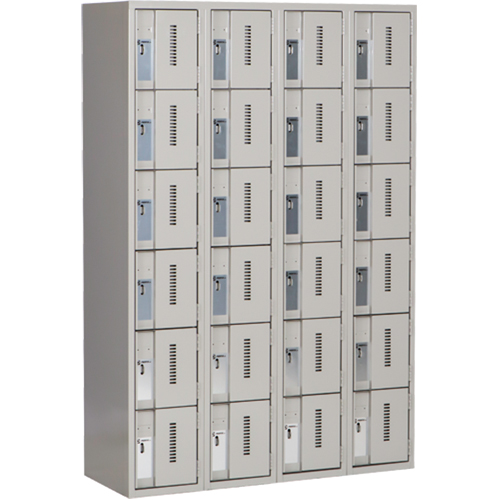 Concorde Heavy-Duty Lockers, 6 -tier, Bank of 4, 48" x 18" x 72", Steel, Grey, Welded (Assembled) Seaboard Timber Mart