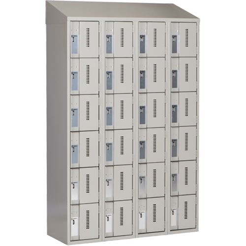 Concorde Heavy-Duty Lockers, 6 -tier, Bank of 4, 48" x 18" x 78", Steel, Grey, Welded (Assembled) Seaboard Timber Mart