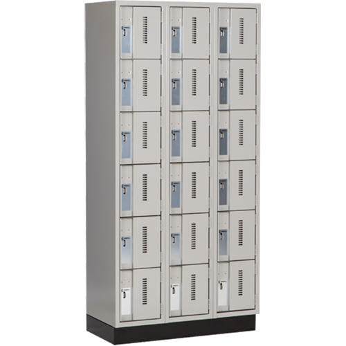 Concorde Heavy-Duty Lockers, 6 -tier, Bank of 3, 36" x 18" x 76", Steel, Grey, Welded (Assembled) Seaboard Timber Mart