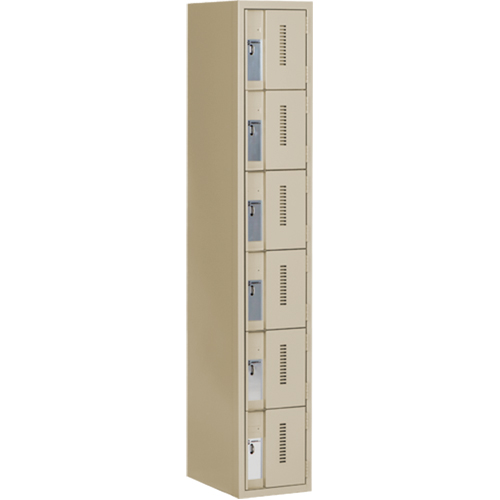 Concorde Heavy-Duty Lockers, 6 -tier, 12" x 18" x 72", Steel, Beige, Welded (Assembled) Seaboard Timber Mart