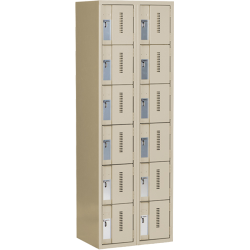 Casiers robustes Concorde, 6 niveaux, Bloc de 2, 24" x 18" x 72", Acier, Beige, Soud&eacute; (assembl&eacute;) Seaboard Timber Mart