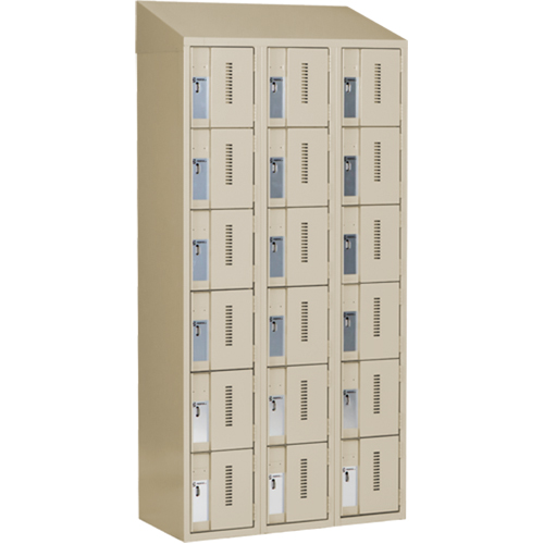 Concorde Heavy-Duty Lockers, 6 -tier, Bank of 3, 36" x 18" x 78", Steel, Beige, Welded (Assembled) Seaboard Timber Mart