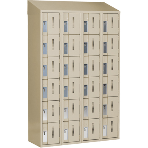 Concorde Heavy-Duty Lockers, 6 -tier, Bank of 4, 48" x 18" x 78", Steel, Beige, Welded (Assembled) Seaboard Timber Mart