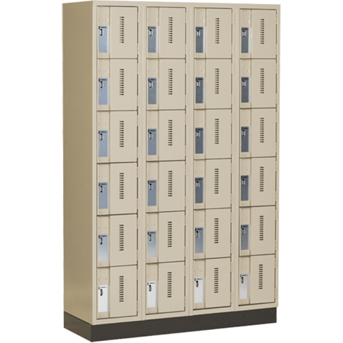 Concorde Heavy-Duty Lockers, 6 -tier, Bank of 4, 48" x 18" x 76", Steel, Beige, Welded (Assembled) Seaboard Timber Mart