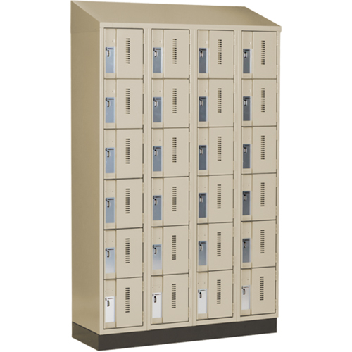 Concorde Heavy-Duty Lockers, 6 -tier, Bank of 4, 48" x 18" x 82", Steel, Beige, Welded (Assembled) Seaboard Timber Mart