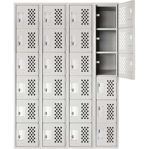 Clean Line Lockerettes, 6 -tier, Bank of 4, 18" x 72" x 12", Steel Seaboard Timber Mart