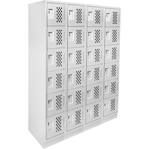 Assembled Clean Line Perforated Economy Lockers, 6 -tier, Bank of 4, 18" x 72" x 12", Steel Seaboard Timber Mart