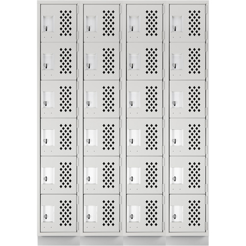 Assembled Clean Line Perforated Economy Lockers, 6 -tier, Bank of 4, 18" x 72" x 12", Steel Seaboard Timber Mart