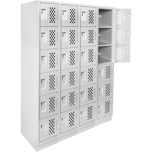 Assembled Clean Line Perforated Economy Lockers, 6 -tier, Bank of 4, 18" x 72" x 12", Steel Seaboard Timber Mart