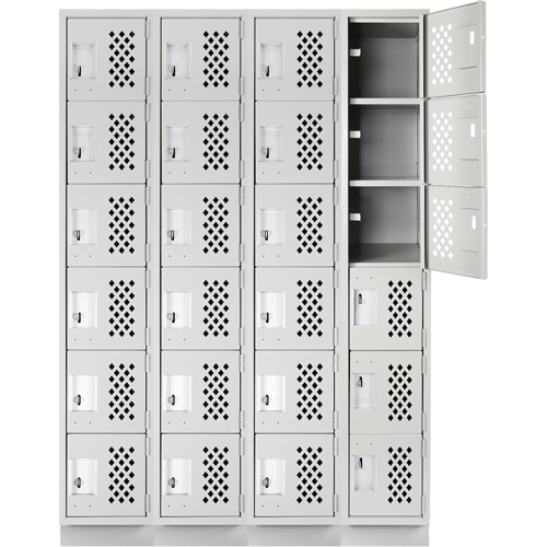 Assembled Clean Line Perforated Economy Lockers, 6 -tier, Bank of 4, 18" x 72" x 12", Steel Seaboard Timber Mart