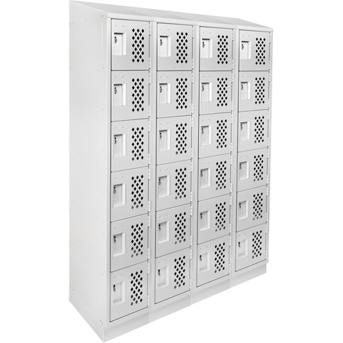Assembled Clean Line Perforated Economy Lockers, 6 -tier, Bank of 4, 18" x 72" x 12", Steel Seaboard Timber Mart
