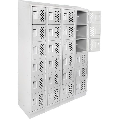 Assembled Clean Line Perforated Economy Lockers, 6 -tier, Bank of 4, 18" x 72" x 12", Steel Seaboard Timber Mart