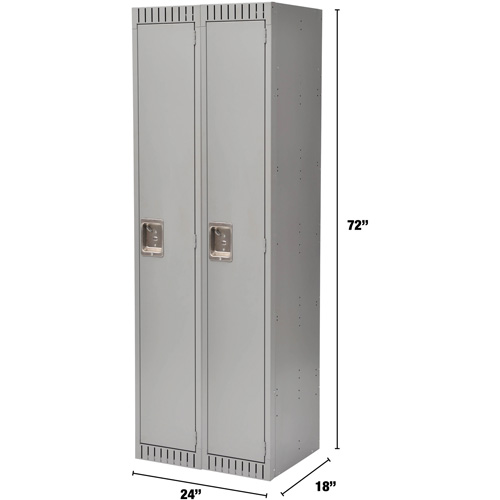 Lockers, Bank of 2, 24" x 18" x 72", Steel, Grey, Rivet (Assembled) Seaboard Timber Mart