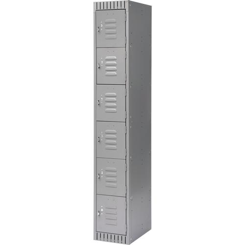Lockers, 6 -tier, 12" x 18" x 72", Steel, Grey, Knocked Down Seaboard Timber Mart