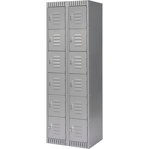 Lockers, 6 -tier, Bank of 2, 24" x 18" x 72", Steel, Grey, Knocked Down Seaboard Timber Mart