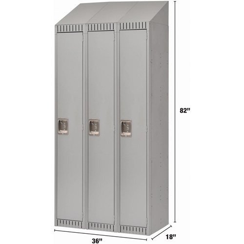 Lockers, Bank of 3, 36" x 18" x 82", Steel, Grey, Knocked Down Seaboard Timber Mart