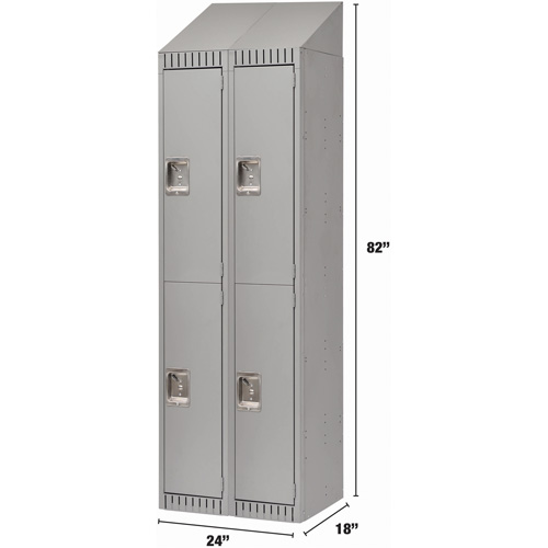 Casiers, 2 niveaux, Bloc de 2, 24" x 18" x 82", Acier, Gris, D&eacute;mont&eacute; Seaboard Timber Mart