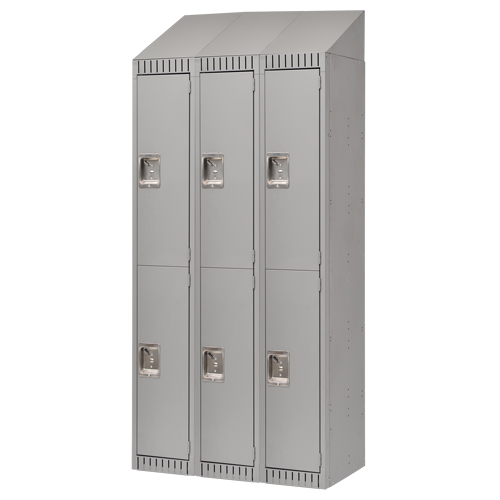 Casiers, 2 niveaux, Bloc de 3, 36" x 18" x 82", Acier, Gris, D&eacute;mont&eacute; Seaboard Timber Mart