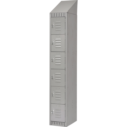 Lockers, 6 -tier, 12" x 18" x 82", Steel, Grey, Knocked Down Seaboard Timber Mart