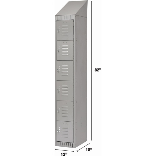 Lockers, 6 -tier, 12" x 18" x 82", Steel, Grey, Knocked Down Seaboard Timber Mart