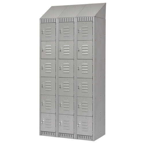 Lockers, 6 -tier, Bank of 3, 36" x 18" x 82", Steel, Grey, Knocked Down Seaboard Timber Mart