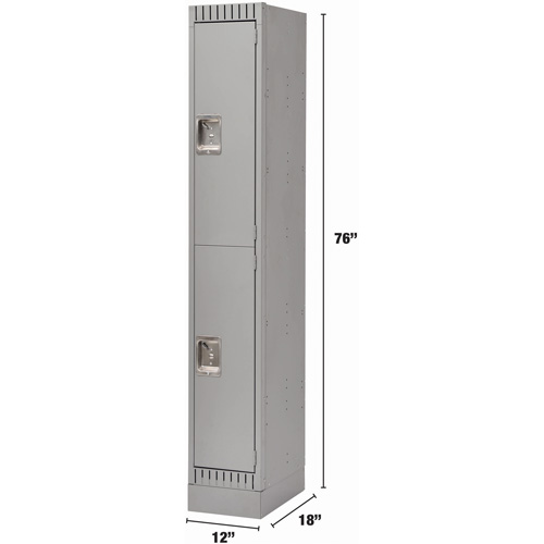 Lockers, 2 -tier, 12" x 18" x 76", Steel, Grey, Knocked Down Seaboard Timber Mart