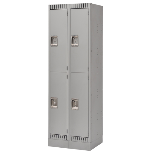 Assembled Lockers, 2 -tier, Bank of 2, 24" x 18" x 72", Steel, Grey, Rivet (Assembled) Seaboard Timber Mart