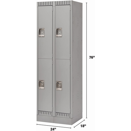 Casiers, 2 niveaux, Bloc de 2, 24" x 18" x 76", Acier, Gris, D&eacute;mont&eacute; Seaboard Timber Mart