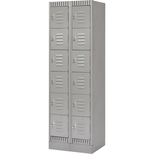 Lockers, 6 -tier, Bank of 2, 24" x 18" x 76", Steel, Grey, Knocked Down Seaboard Timber Mart