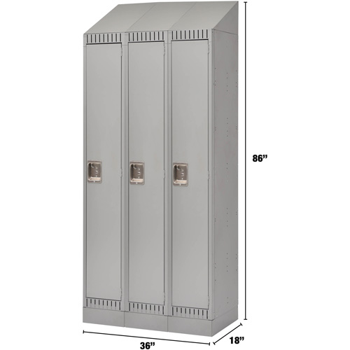 Lockers, Bank of 3, 36" x 18" x 86", Steel, Grey, Knocked Down Seaboard Timber Mart