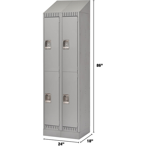 Lockers, 2 -tier, Bank of 2, 24" x 18" x 86", Steel, Grey, Knocked Down Seaboard Timber Mart