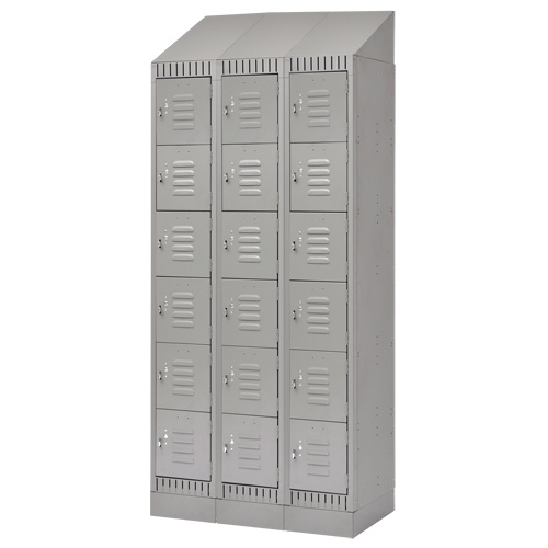 Lockers, 6 -tier, Bank of 3, 36" x 18" x 86", Steel, Grey, Knocked Down Seaboard Timber Mart