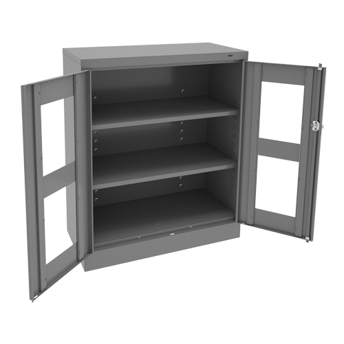C-Thru Counter High Cabinet, Steel, 2 Shelves, 42" H x 36" W x 18" D Seaboard Timber Mart