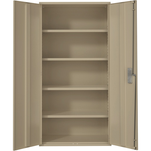 Hi-Boy Storage Cabinet, Steel, 4 Shelves, 72" H x 36" W x 18" D, Beige Seaboard Timber Mart
