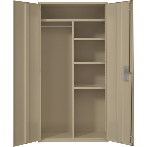 Armoire de rangements combin&eacute;s, Acier, 6 Tablettes, 72" h x 36" la x 18" P, Beige Seaboard Timber Mart