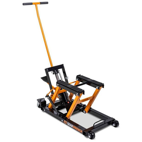ATV and Motorcycle Jack, 0.75 Ton(s) Capacity, 4-2/3" Lowered, 14-1/2" Raised, Manual Hydraulic Seaboard Timber Mart