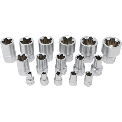 Jeu de douilles TORX EPR &agrave; 5 pans, 16 Morceaux, Prise de 1/4"/3/8"/1/2" Seaboard Timber Mart