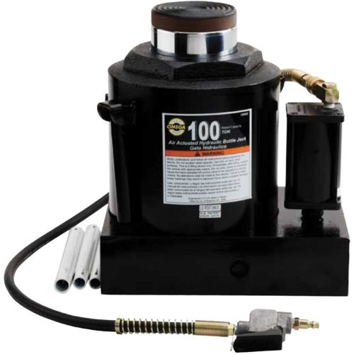 Air Actuated Bottle Jack, 100 Ton(s), Air Hydraulic/Manual Hydraulic, 17-22/25" Raised Height Seaboard Timber Mart