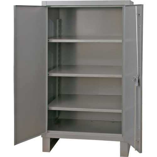 Extra Heavy-Duty Cabinet, Steel, 3 Shelves, 66" H x 48" W x 24" D, Grey Seaboard Timber Mart