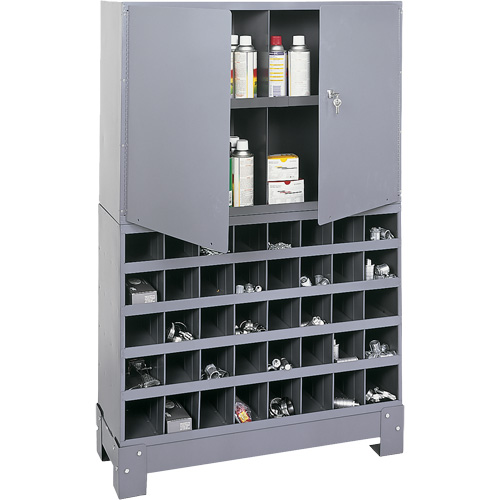 Modular Small Parts Storage Unit, Steel, 0 Drawers, 33-3/4" x 12-1/4" x 53-1/2", Grey Seaboard Timber Mart