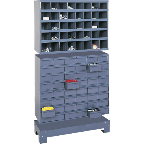 Modular Small Parts Storage Unit, Steel, 48 Drawers, 33-3/4" x 12-1/4" x 58-3/8", Grey Seaboard Timber Mart