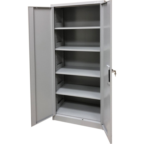 Armoire de rangement, Acier, 4 Tablettes, 66" h x 30" la x 15" P, Gris Seaboard Timber Mart