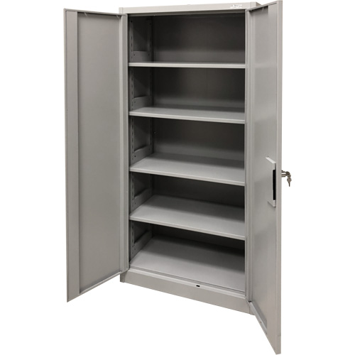 Armoire de rangement, Acier, 4 Tablettes, 78" h x 36" la x 24" P, Gris Seaboard Timber Mart