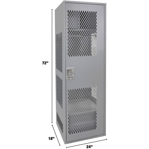Casier pour &eacute;quipement avec porte, Acier, 24" la x 18" p x 72" h, Gris Seaboard Timber Mart