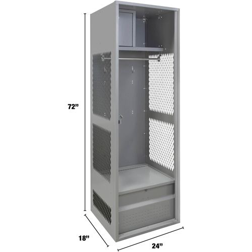 Gear Locker, Steel, 24" W x 18" D x 72" H, Grey Seaboard Timber Mart