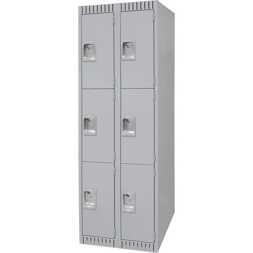 Lockers, 3 -tier, Bank of 2, 24" x 18" x 72", Steel, Grey, Knocked Down Seaboard Timber Mart