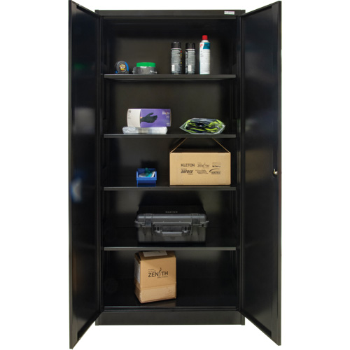 Armoire de rangement Hi-Boy, Acier, 4 Tablettes, 72" h x 36" la x 18" P, Noir Seaboard Timber Mart