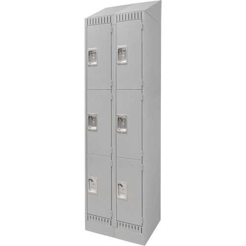 Lockers, 3 -tier, Bank of 2, 24" x 18" x 86", Steel, Grey, Knocked Down Seaboard Timber Mart